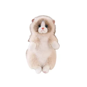 Regenbogen Katze Kuscheltier – zweifarbige Plüschkatze in Beige-Braun und Weiß