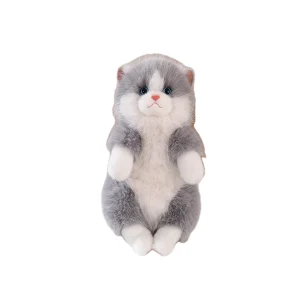 Einhorn Katze Plüschtier – graue Plüschkatze mit Weiß, ohne Horn